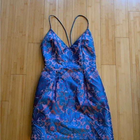 FreePeople Queen of Hearts Mini Dress in blue and pink size 4 - Picture 2 of 3